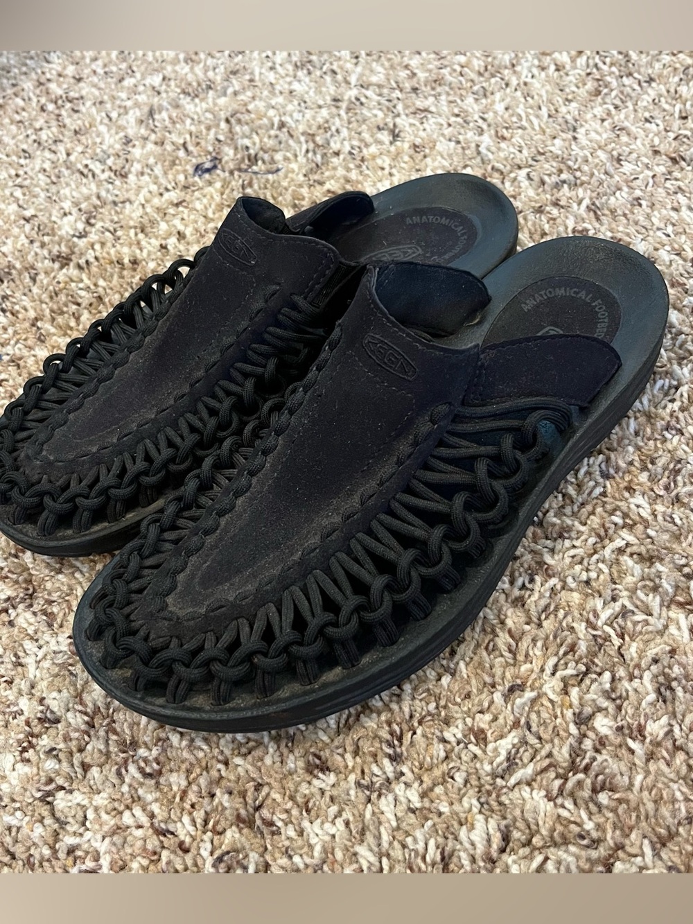 KEEN Uneek Womens Black Slide Sandals Slip-On Cushioned Comfort US 7.5 Woven